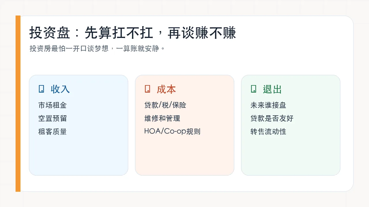 纽约投资房收入成本和退出评估图
