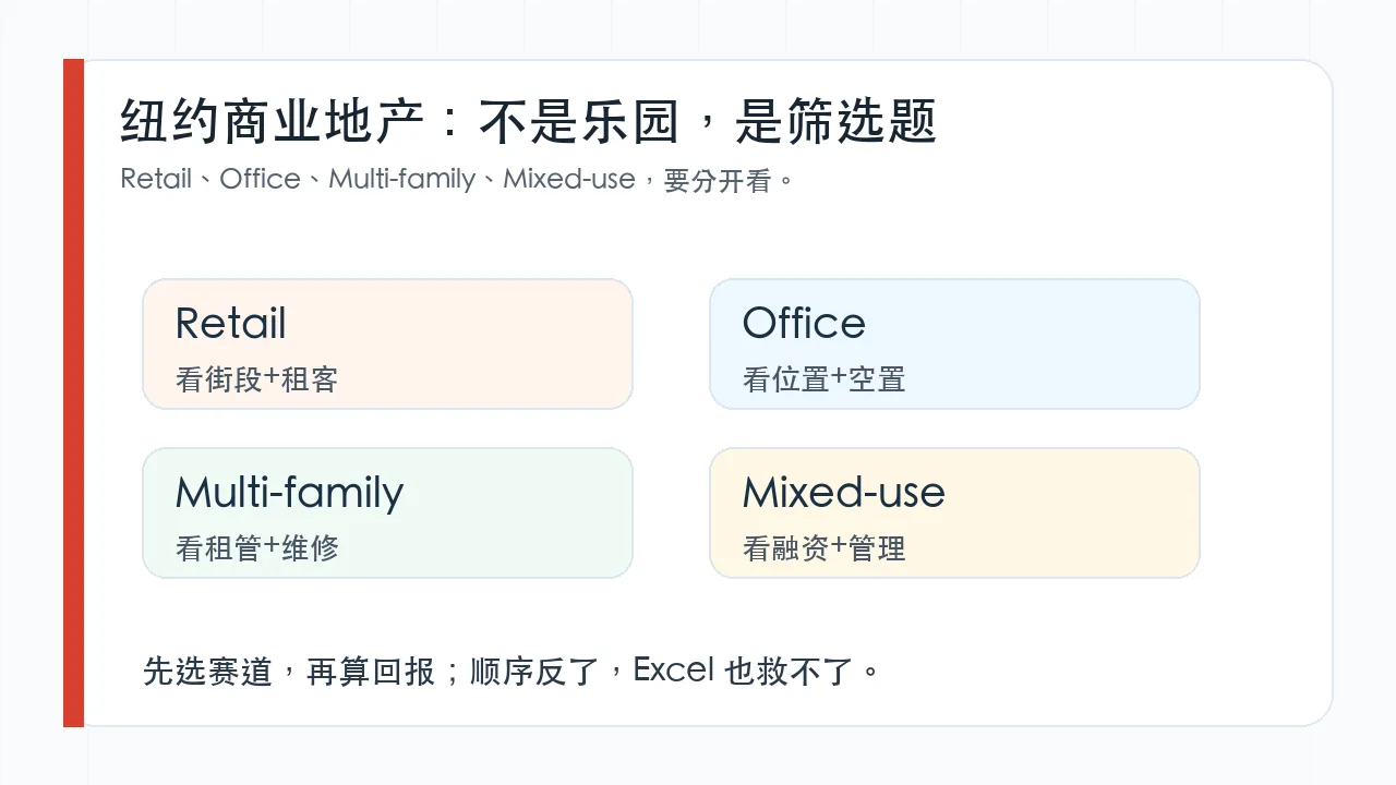 纽约商业地产不同物业类型赛道图