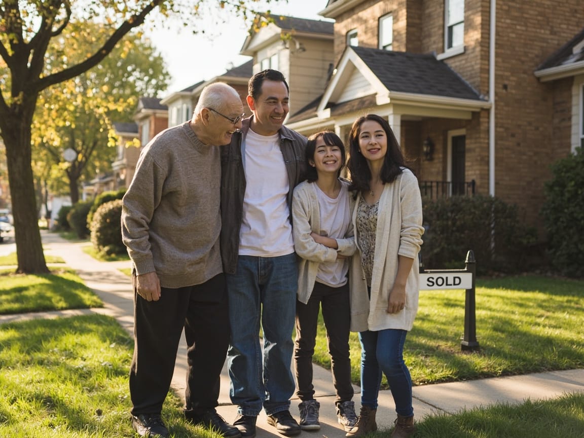 亚洲家庭在已购房屋前