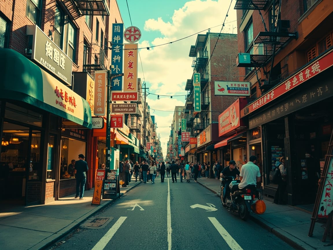 法拉盛商业街景