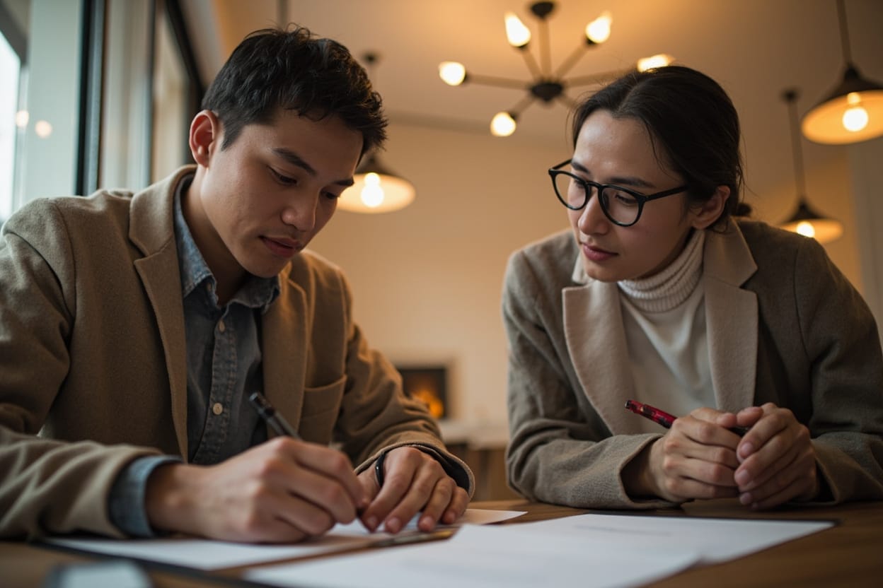 专业经纪人展示房屋给买家