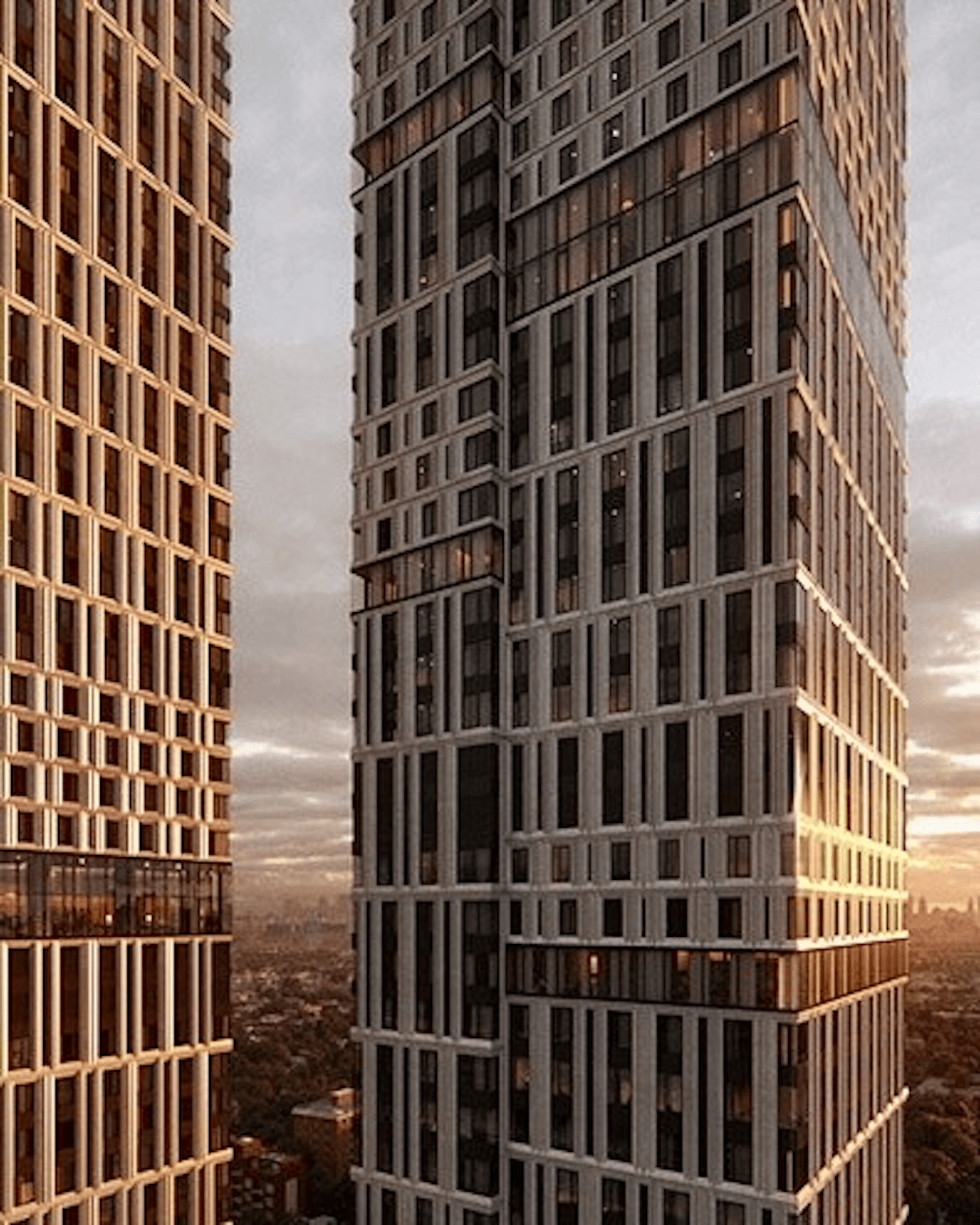 Utopia Living 双塔夜景仰视