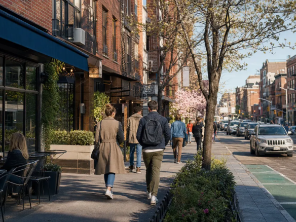 Williamsburg 街区生活和步行环境示意图