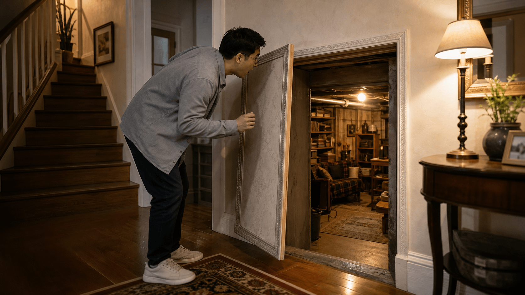 买家发现隐藏地下室门的房产奇闻示意图