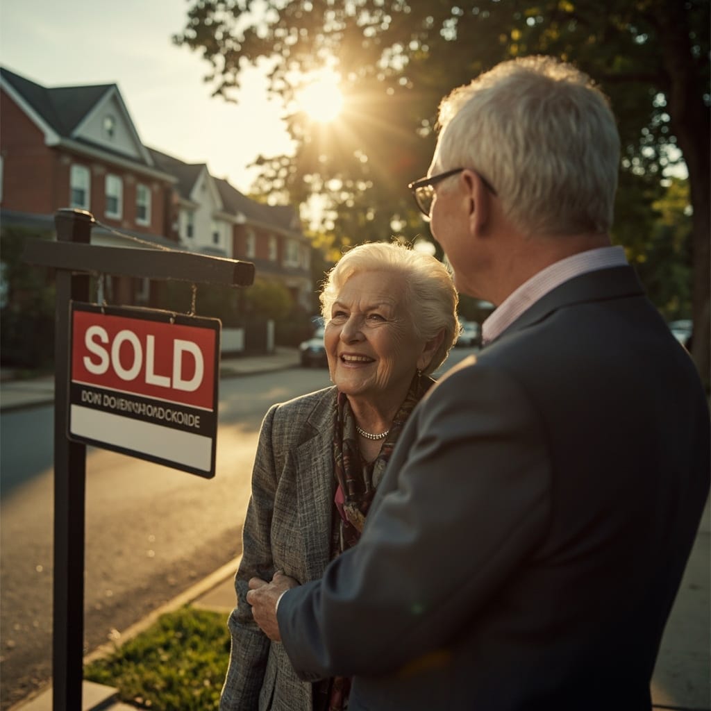 Senior homeowner sold sign