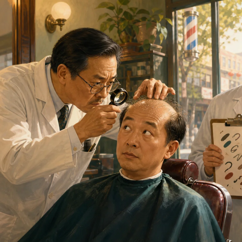 理发师宣布：头发越少，剪发越贵