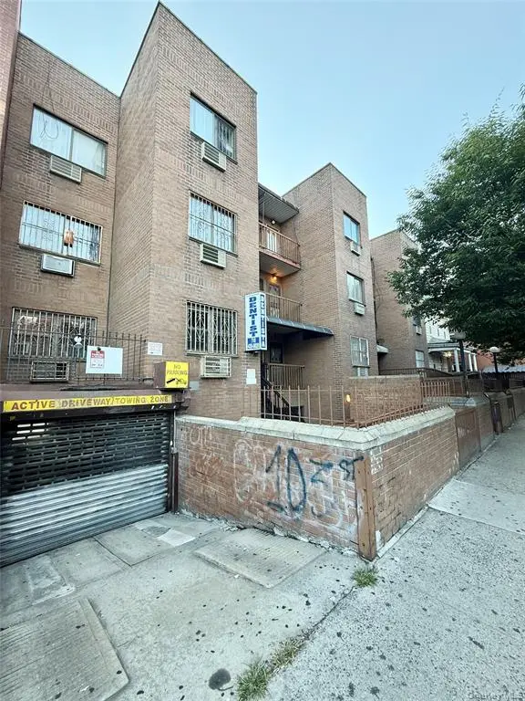 Building exterior and garage entrance
