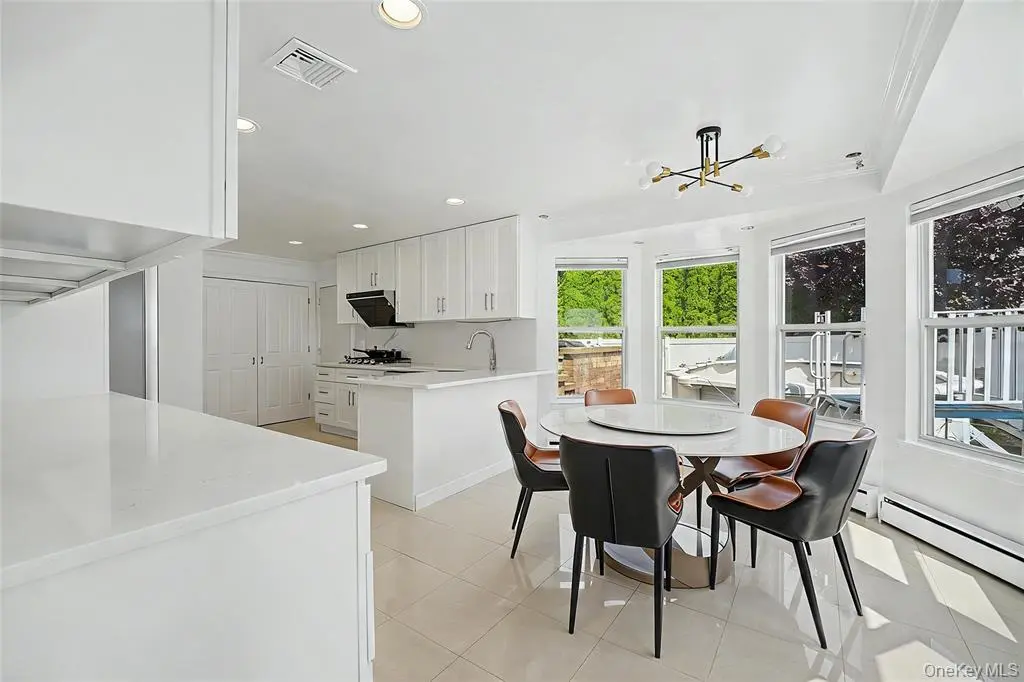 Kitchen island and dining area
