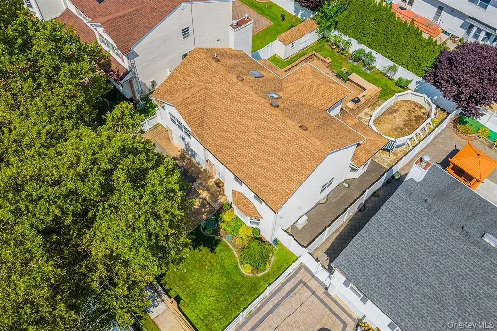 Aerial view of roof and yard
