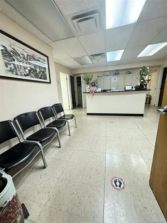 Reception counter and waiting chairs