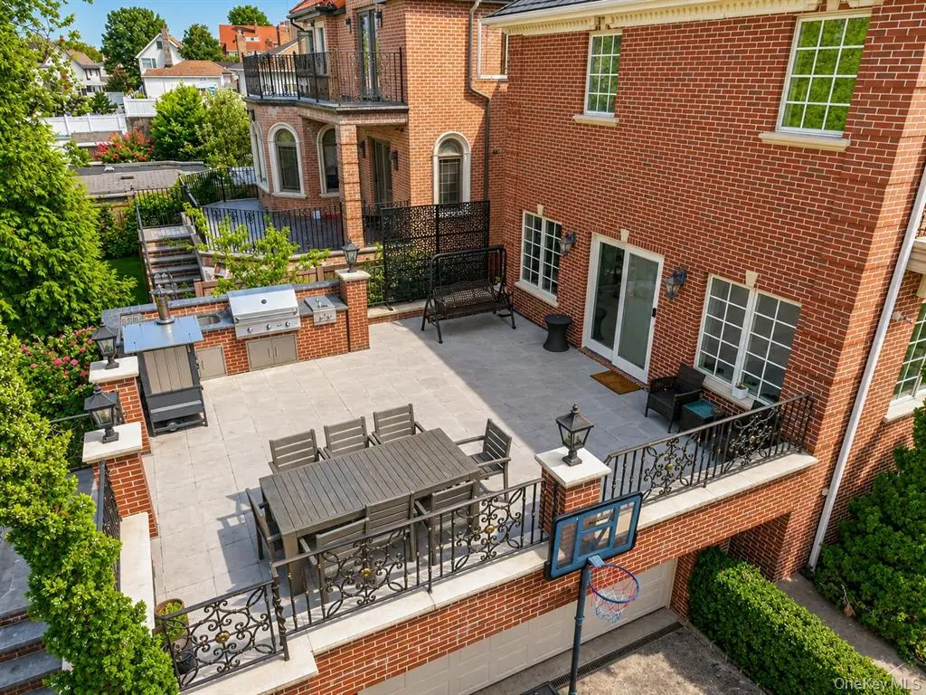Rear brick exterior and terrace