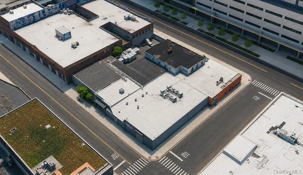 Overhead aerial view of the industrial building