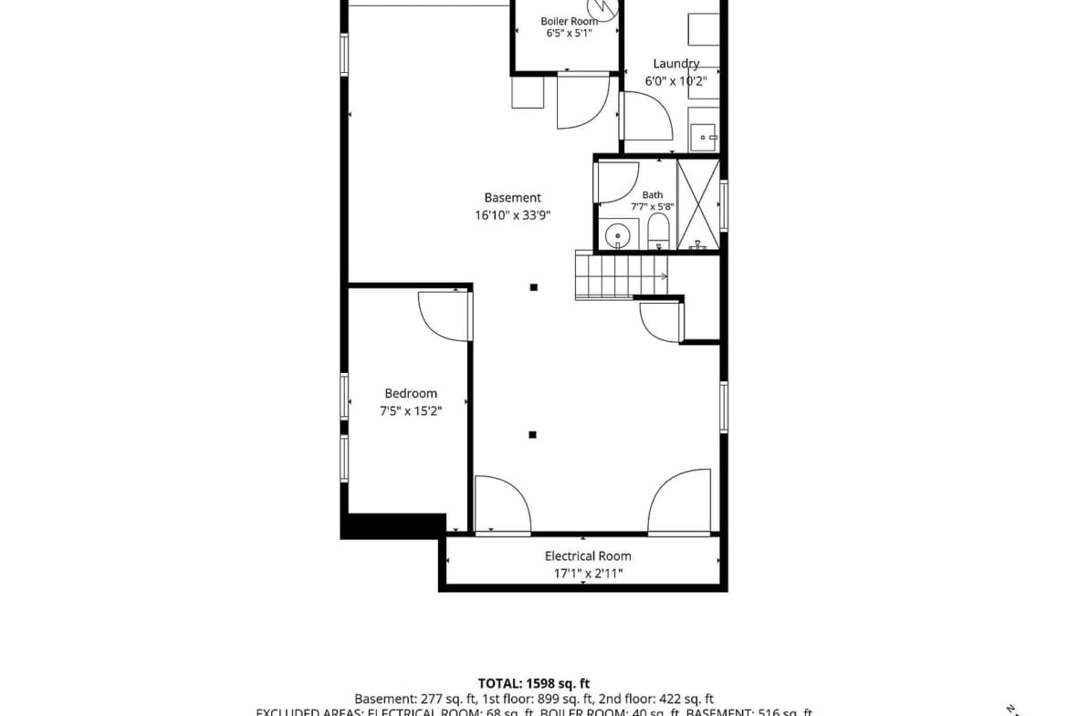 170-19 Pidgeon Meadow Rd另一版地下室户型测量图，尺寸仅供参考。