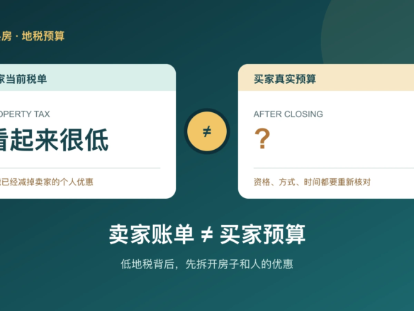 纽约买房地税判断封面图，卖家低税单与买家真实预算分列展示