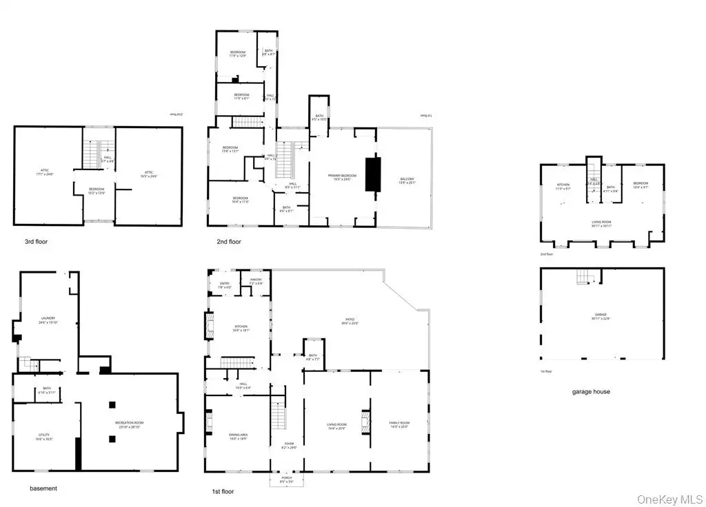 Floor plans for the main residence and guest house