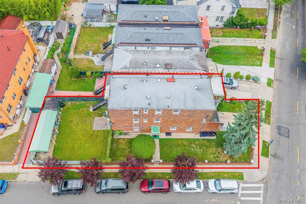 Aerial view of the oversized corner lot
