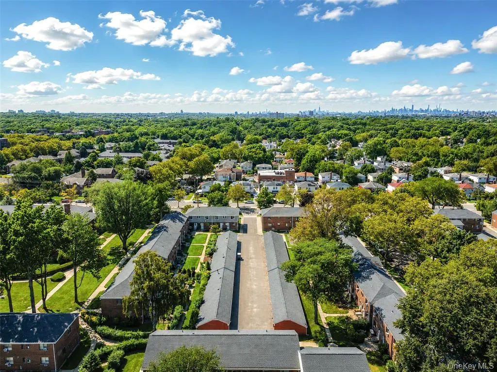 Wide aerial view toward Manhattan