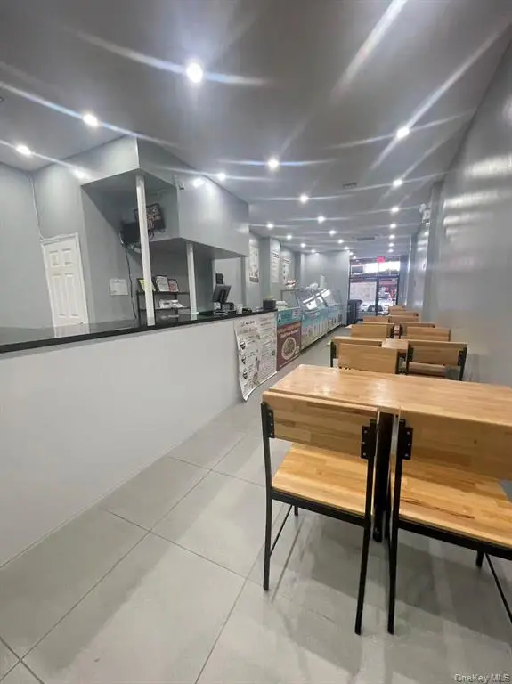 Restaurant dining tables and rear service area