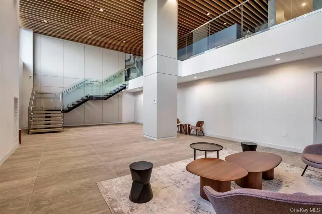 Longfield lobby staircase and seating area